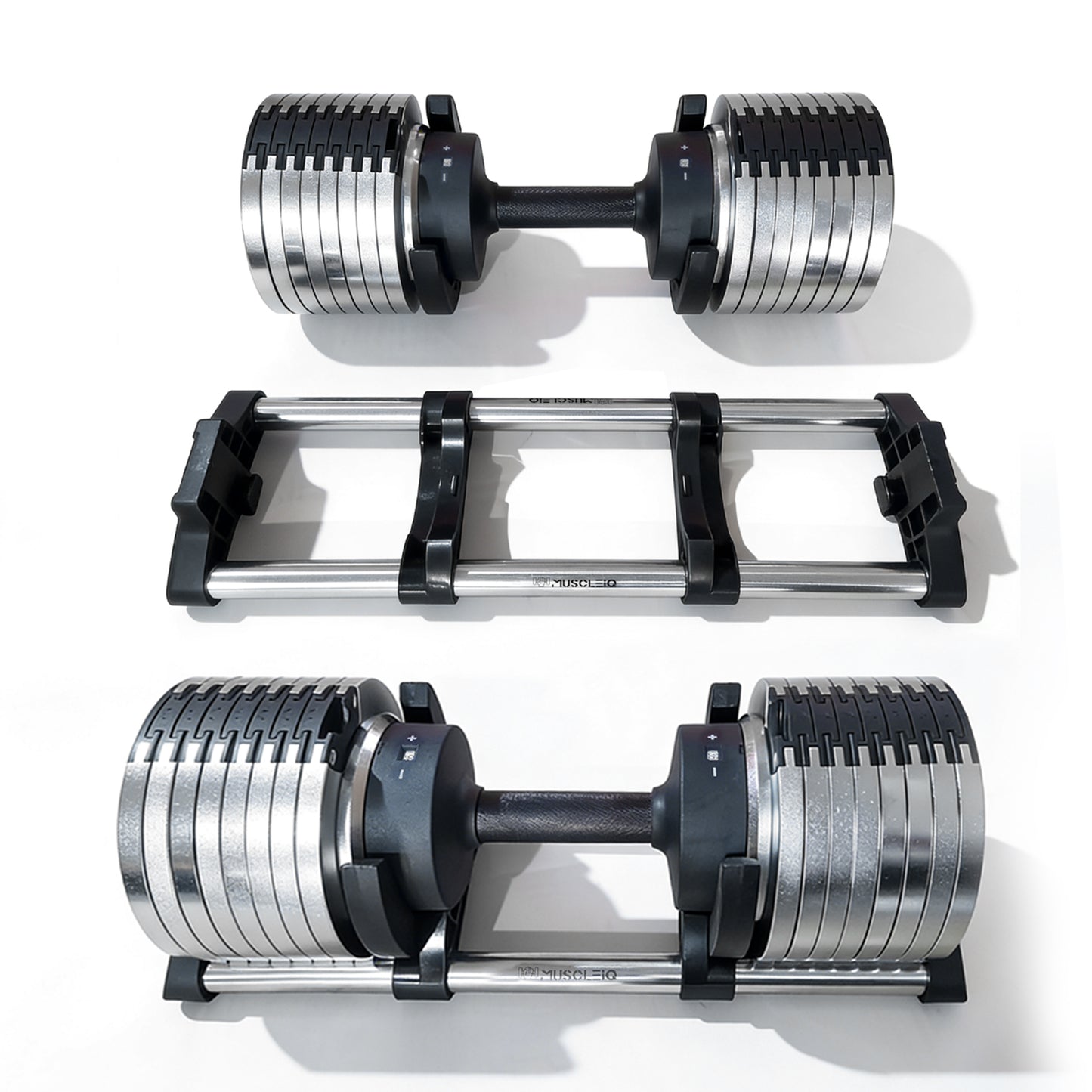 Adjustable Dumbbells 24/36/44kg Pair with 2kg Increments new design sliver