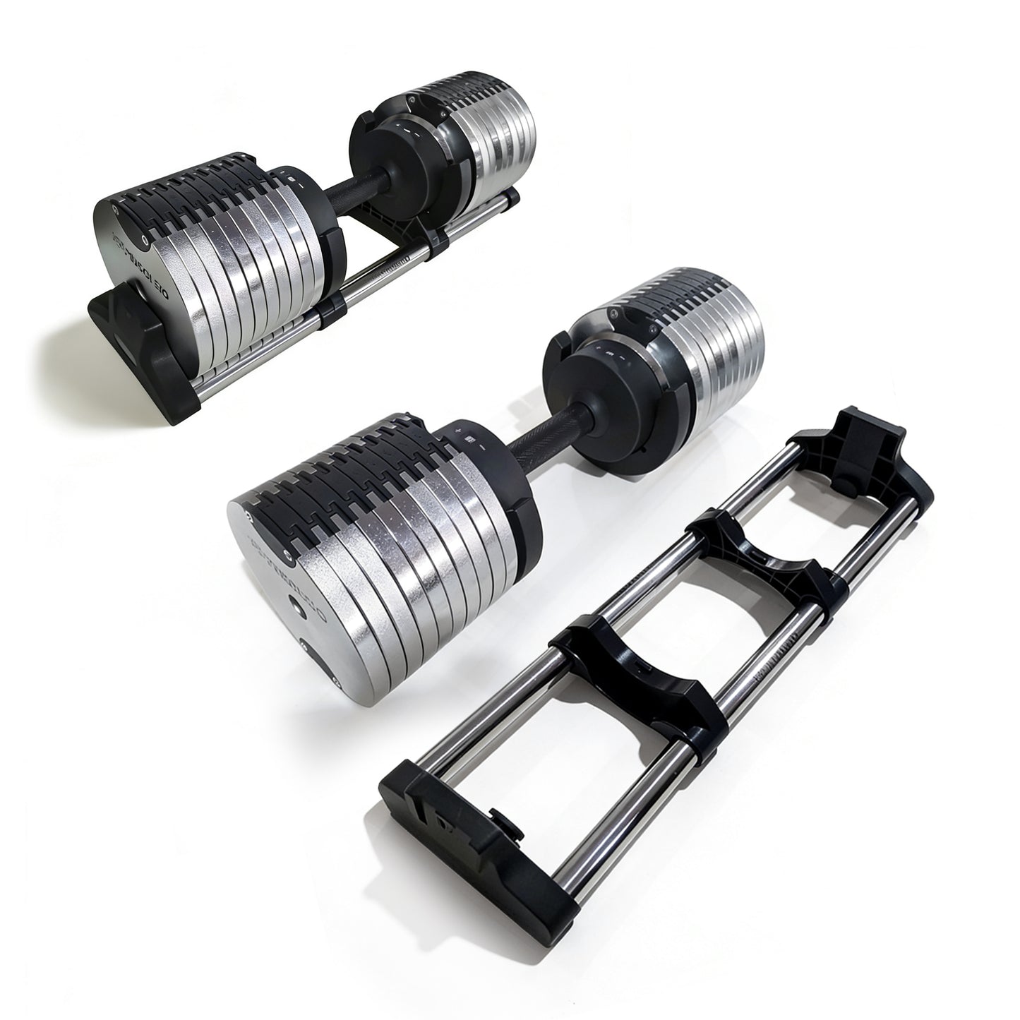 Adjustable Dumbbells 24/36/44kg Pair with 2kg Increments new design sliver