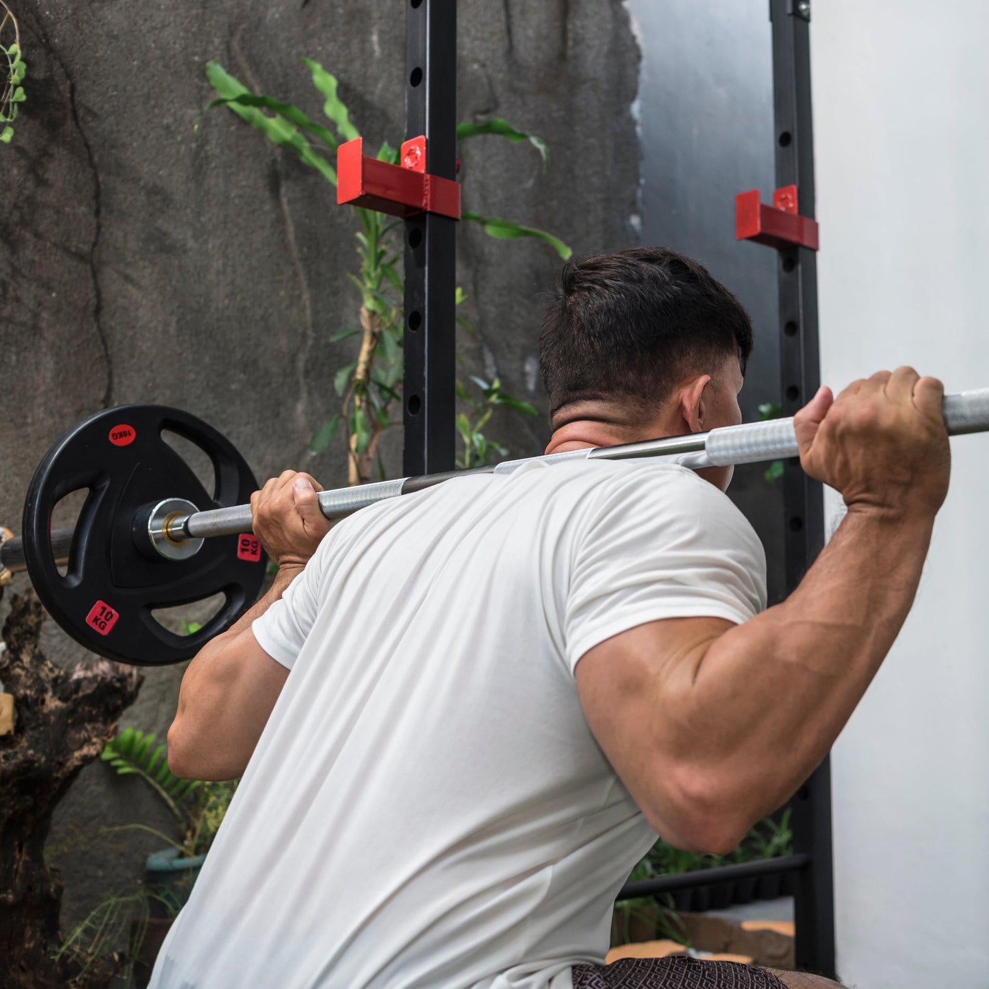 150kg Bumper Plates + Power Multi Cage + Adjustable Weight Bench + Olympic Barbell 6ft or 7ft