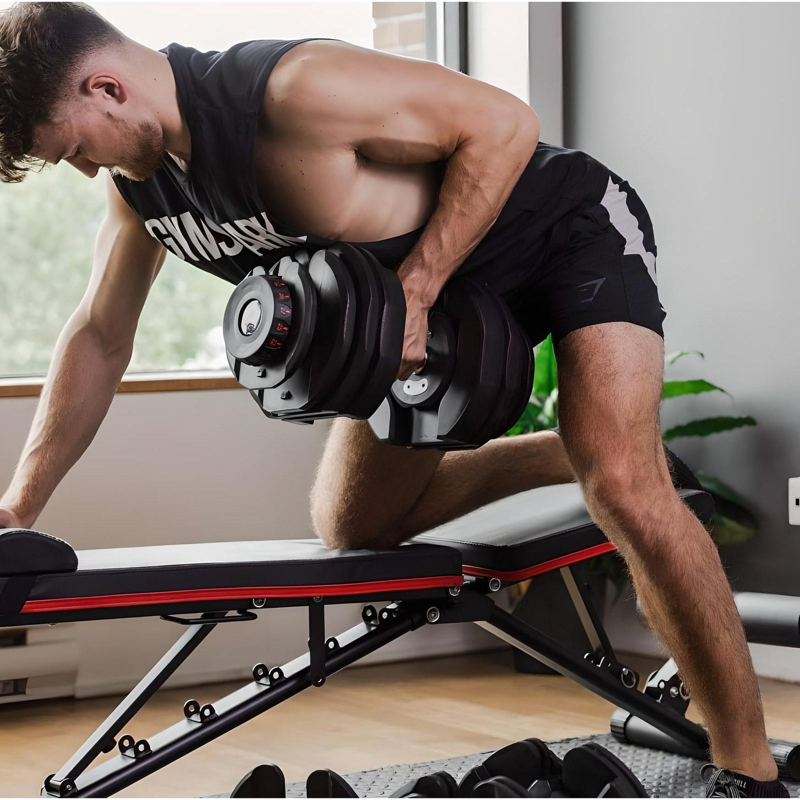 Adjustable Weight Bench + 2x40kg Adjustable Dumbbells