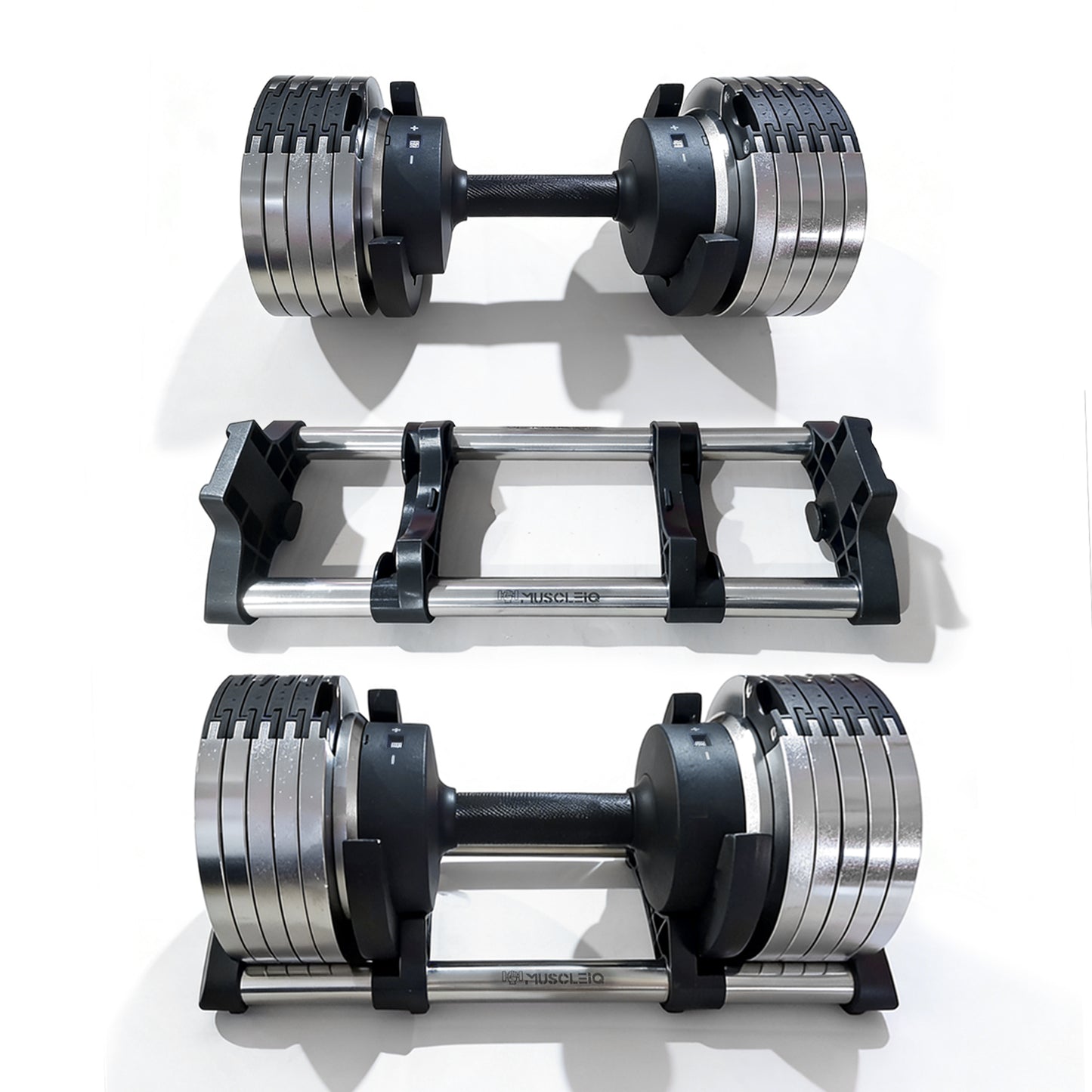 Adjustable Dumbbells 24/36/44kg Pair with 2kg Increments new design sliver
