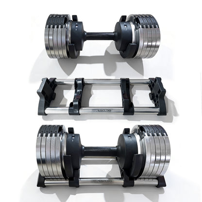 Adjustable Dumbbells 24/36/44kg Pair with 2kg Increments new design sliver