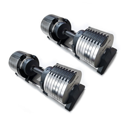 Adjustable Dumbbells 24/36/44kg Pair with 2kg Increments new design sliver