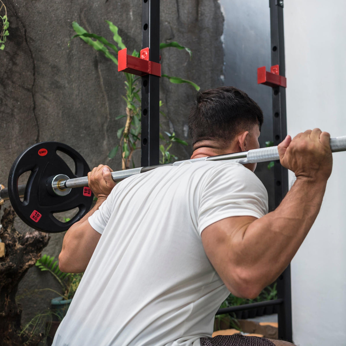 150kg Bumper Plates + Power Multi Cage + Adjustable Weight Bench + Olympic Barbell 6ft or 7ft