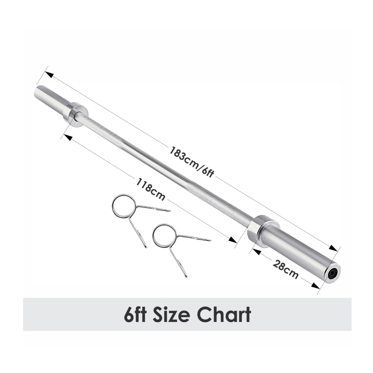 Olympic 2" Barbell 6ft - 7ft
