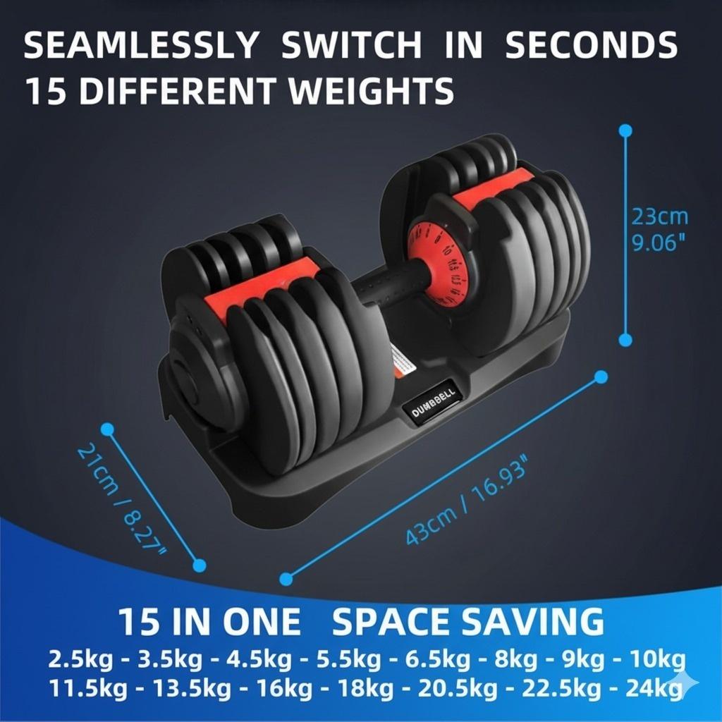 24kg Quick Dial Adjustable Dumbbells