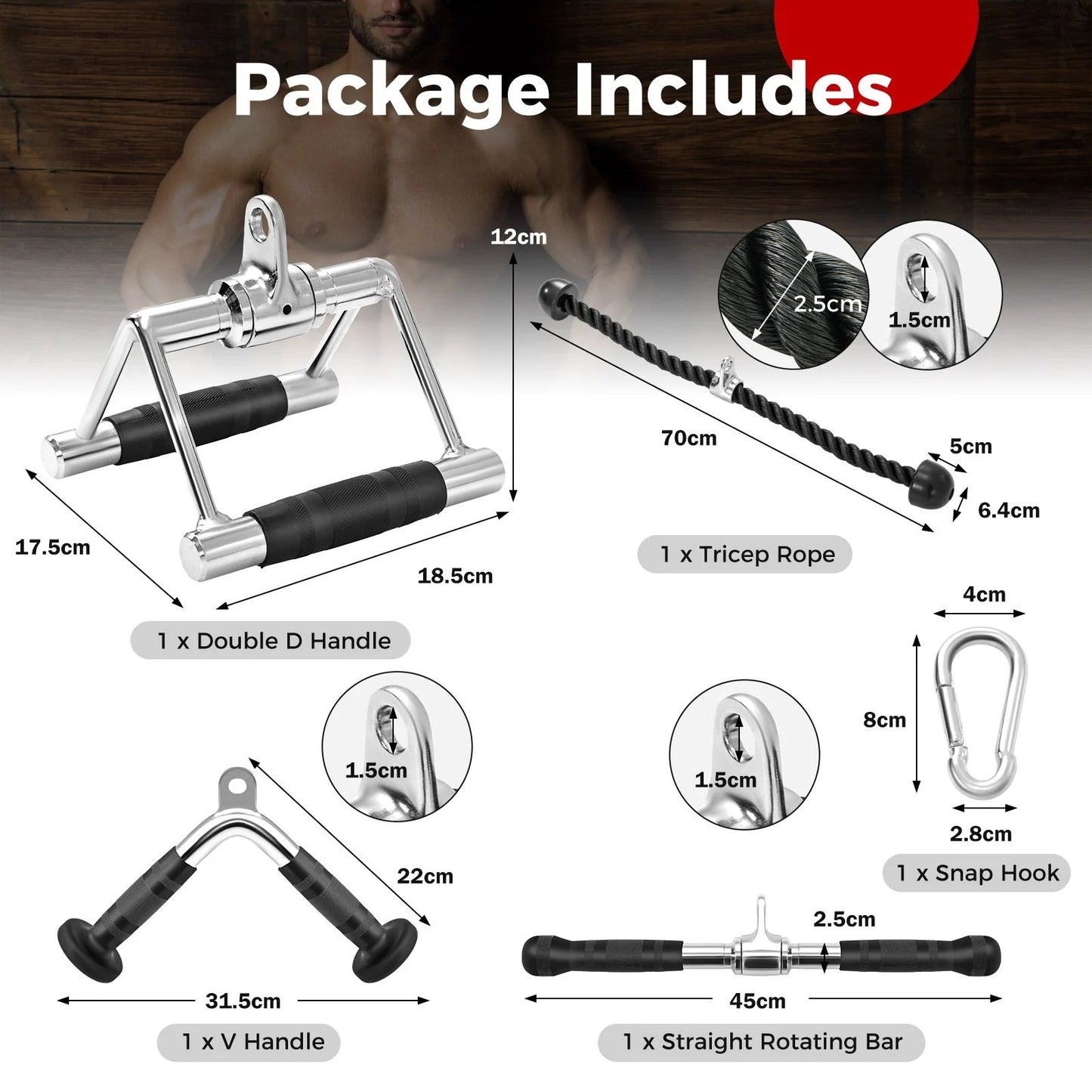 4 Set Cable Machine Attachments