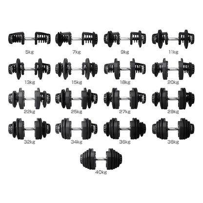 40kg Adjustable Dumbbells Pair