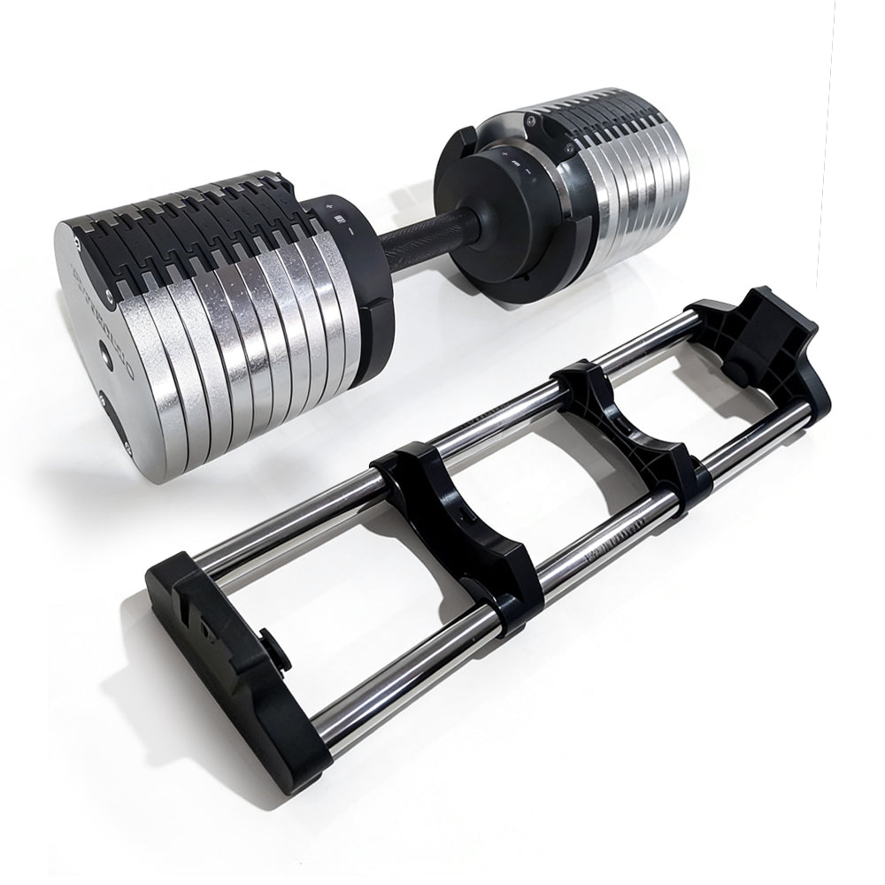 Adjustable Dumbbells 24/36/44kg Pair with 2kg Increments new design sliver
