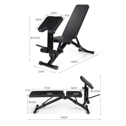 Adjustable Weight Bench with Preacher Curl and Leg Workout (Foldable)
