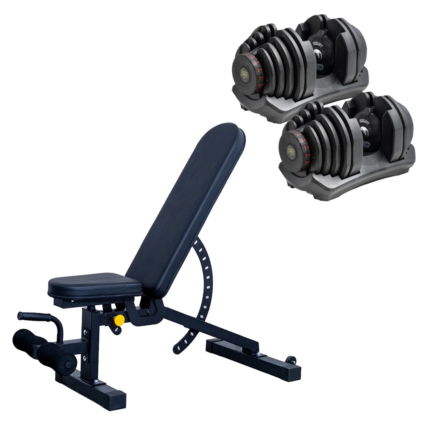 Adjustable Weight Bench + 2x40kg Adjustable Dumbbells