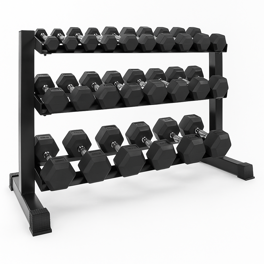 Dumbbells Full 12 Set of Hex Dumbbells & Rack 1.4m