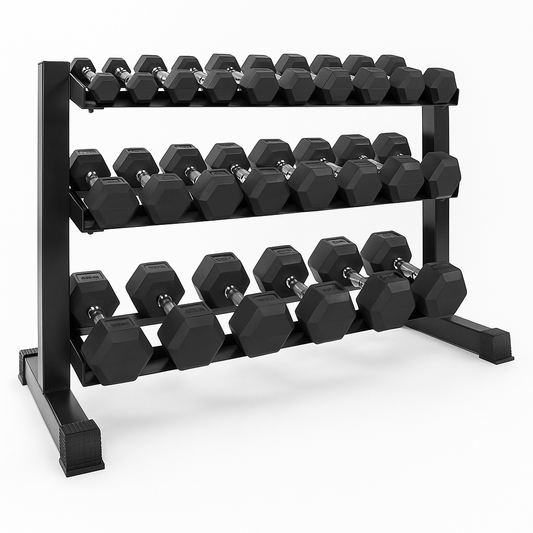 Dumbbells Full 12 Set of Hex Dumbbells & Rack 1.4m