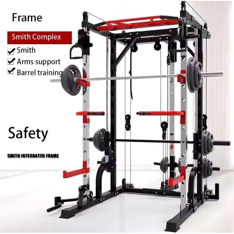 Smith Machine Power Rack Multi functional Training Machine With Cables