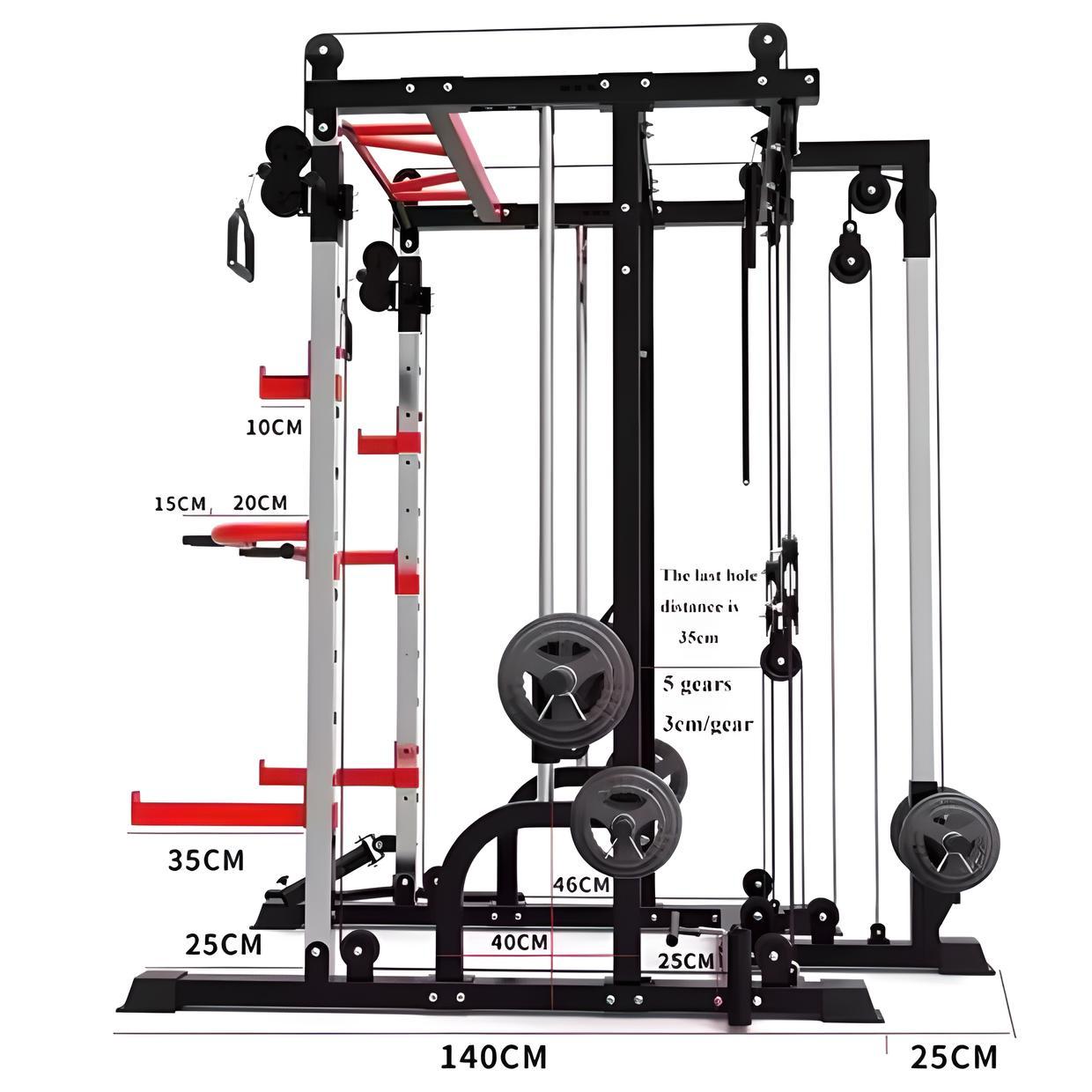 Smith Machine Power Rack Multi functional Training Machine With Cables