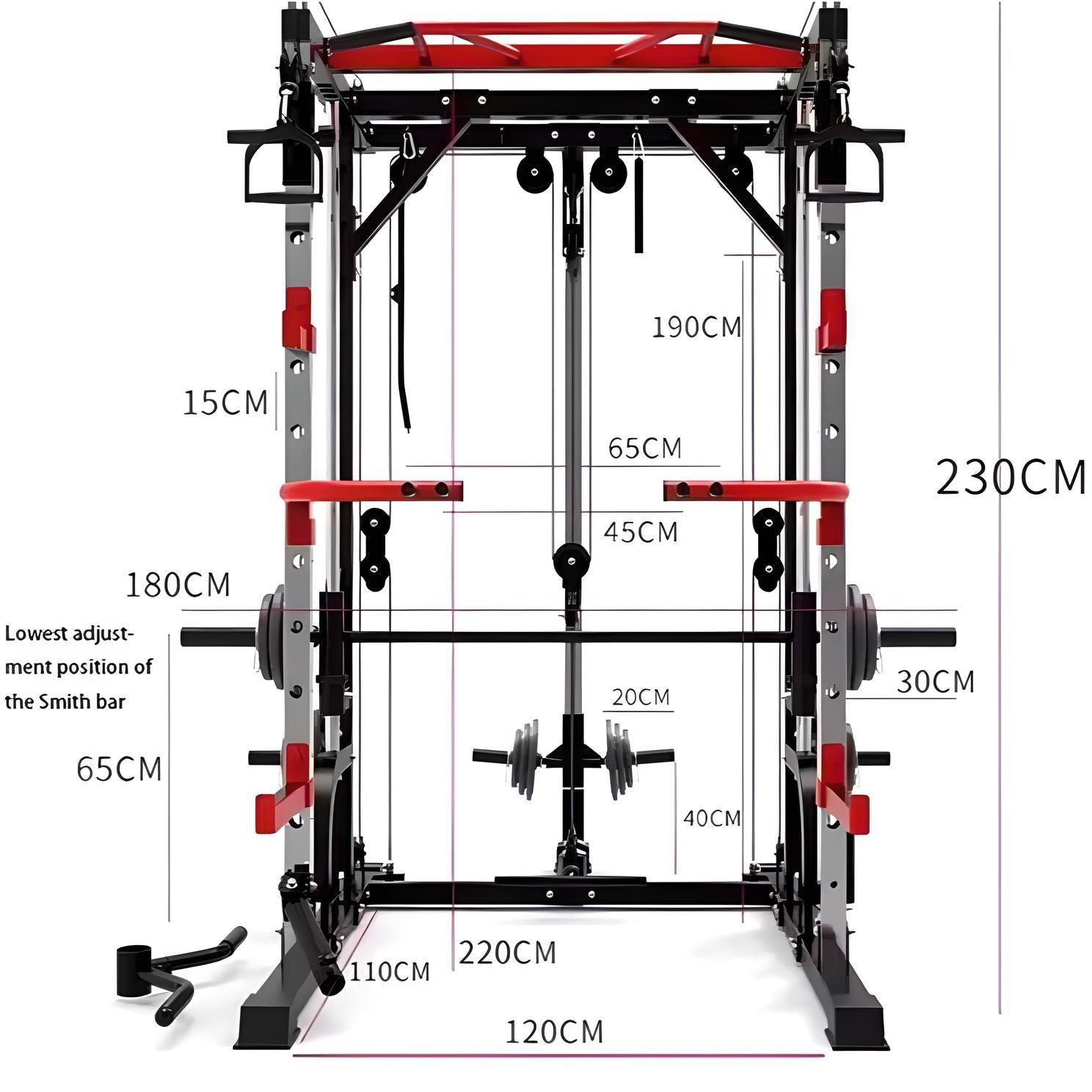 Smith Machine Power Rack Multi functional Training Machine With Cables
