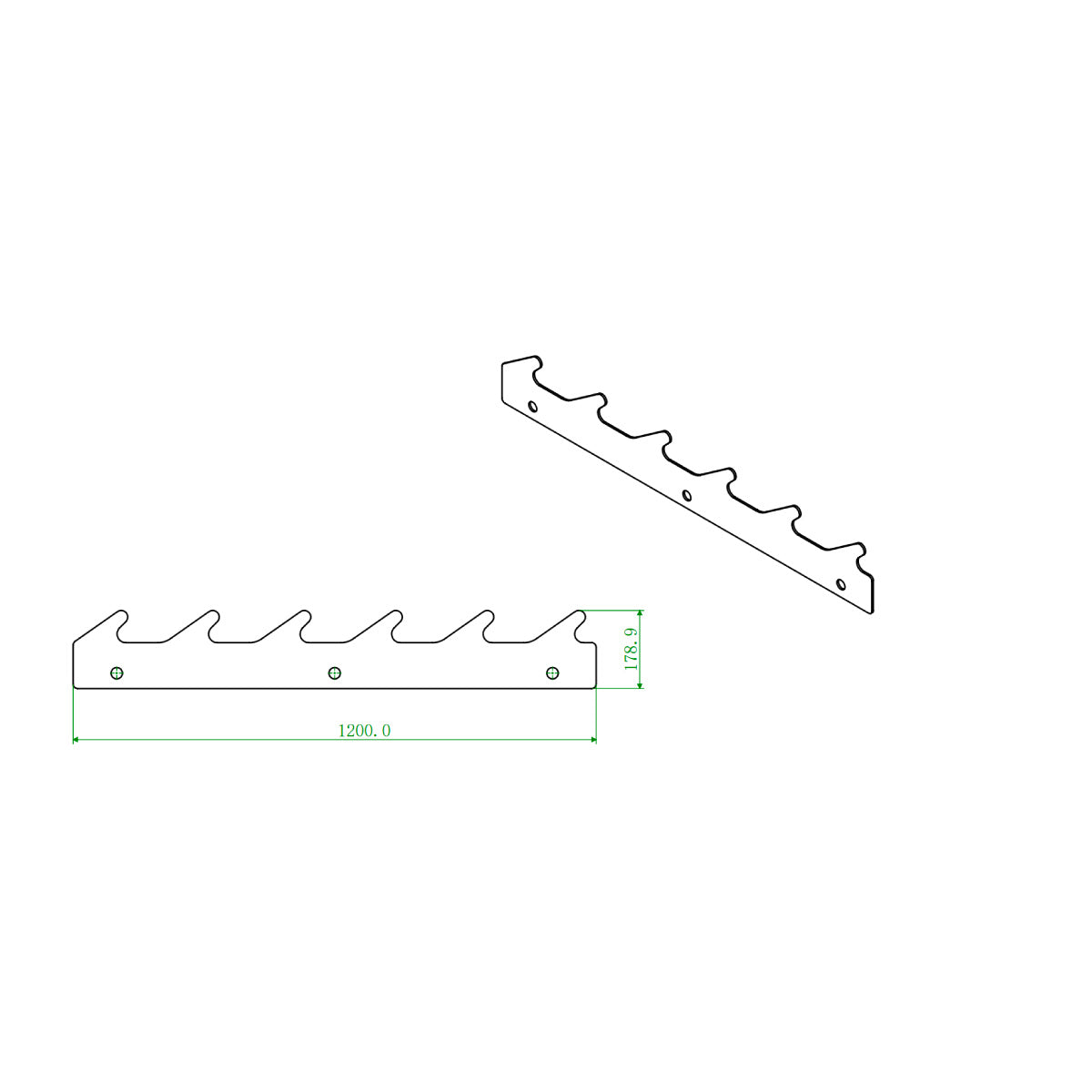 6 Tier Mounted Rack size and dimensions diagram