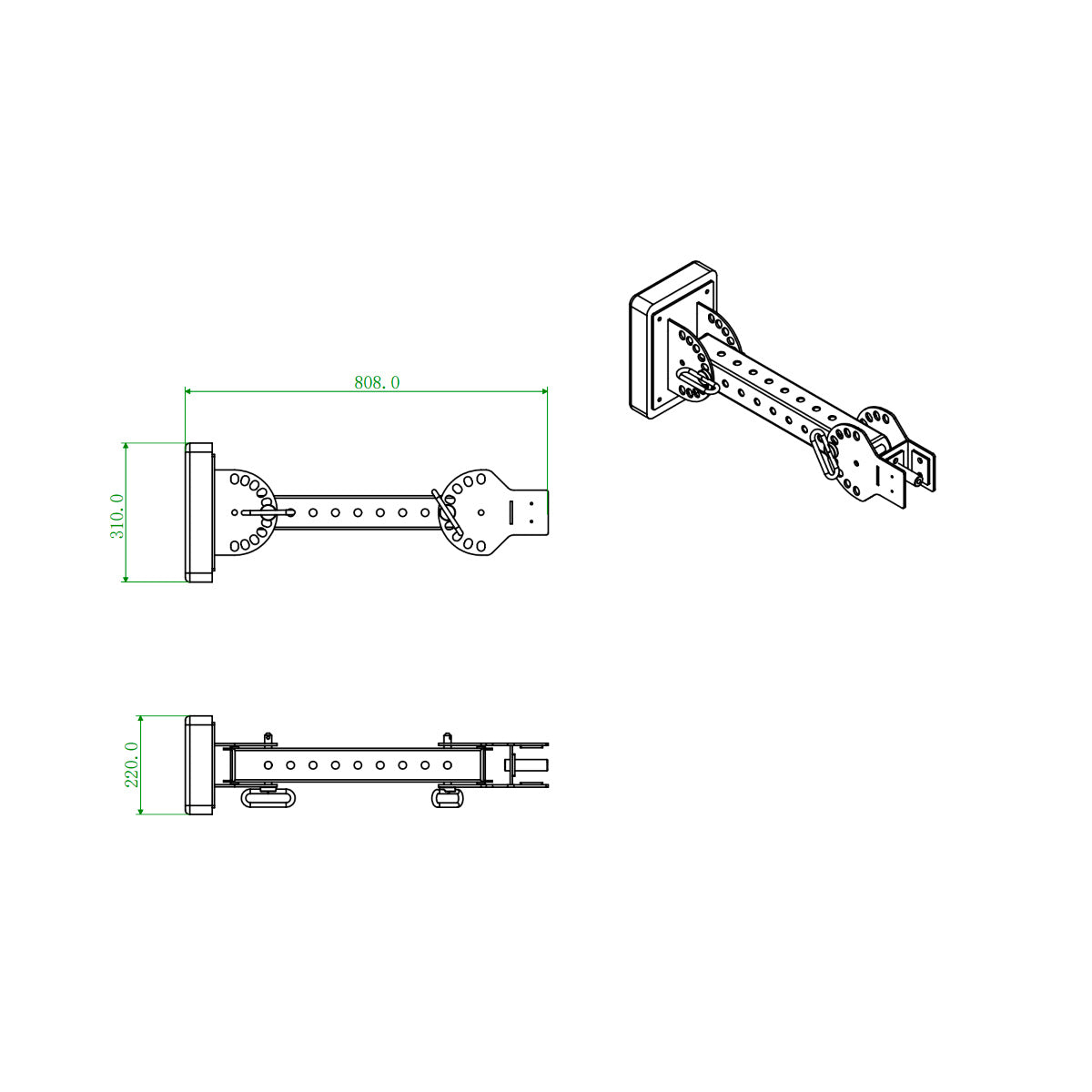 Adjustable Chest Support size and dimensions diagram