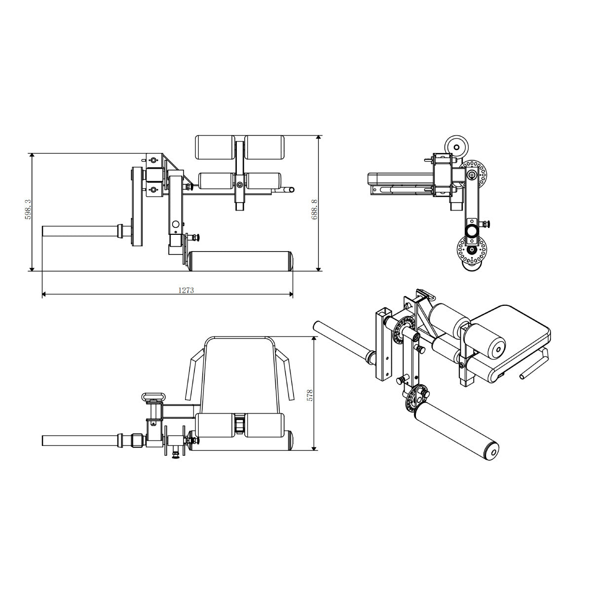Leg Curl & Extension size and dimensions diagram