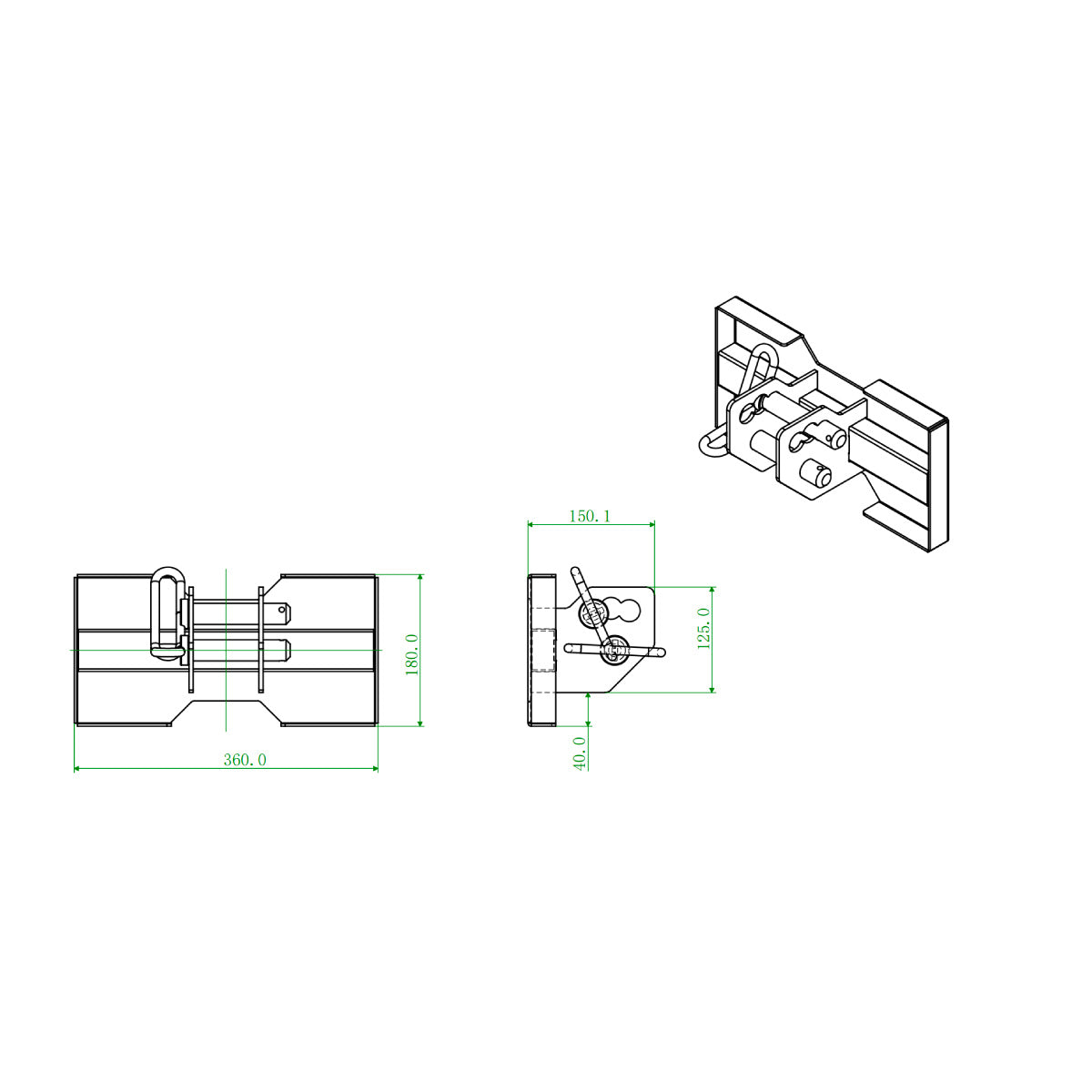 Seated Row Footplate size and dimensions diagram