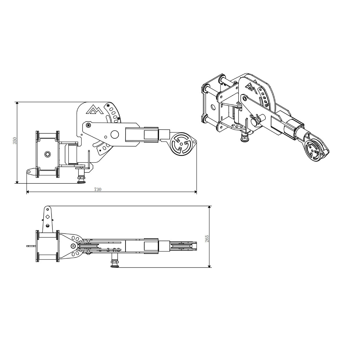 Swivel Arms size and dimensions diagram