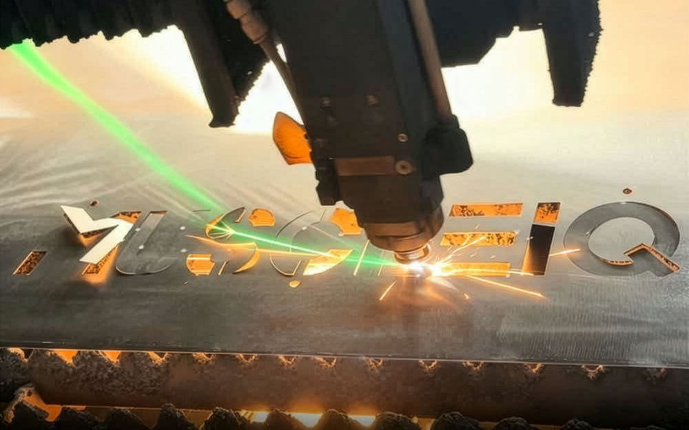 Laser cutting a custom logo for gym equipment