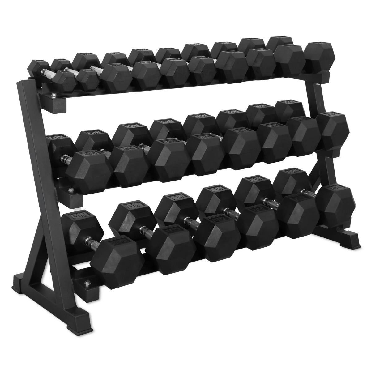 Dumbbells Full 12 Set of Hex Dumbbells & Rack 1.4m