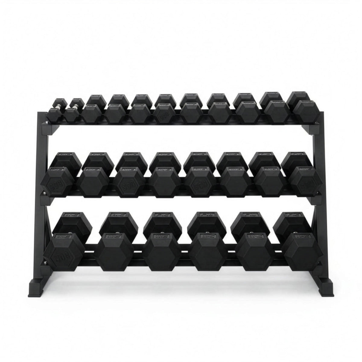 Dumbbells Full 12 Set of Hex Dumbbells & Rack 1.4m