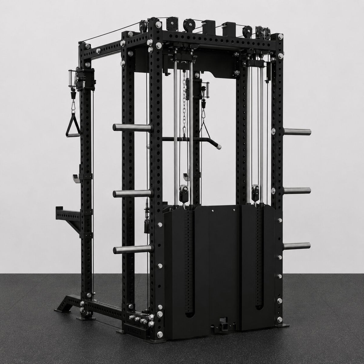 Spartan Warrior 6-Post Power Rack with Lat Pulldown, Seated Row, Dual Cables and Optional Smith Machine