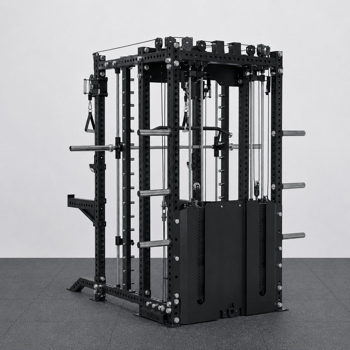 Spartan Warrior 6-Post Power Rack with Lat Pulldown, Seated Row, Dual Cables and Optional Smith Machine
